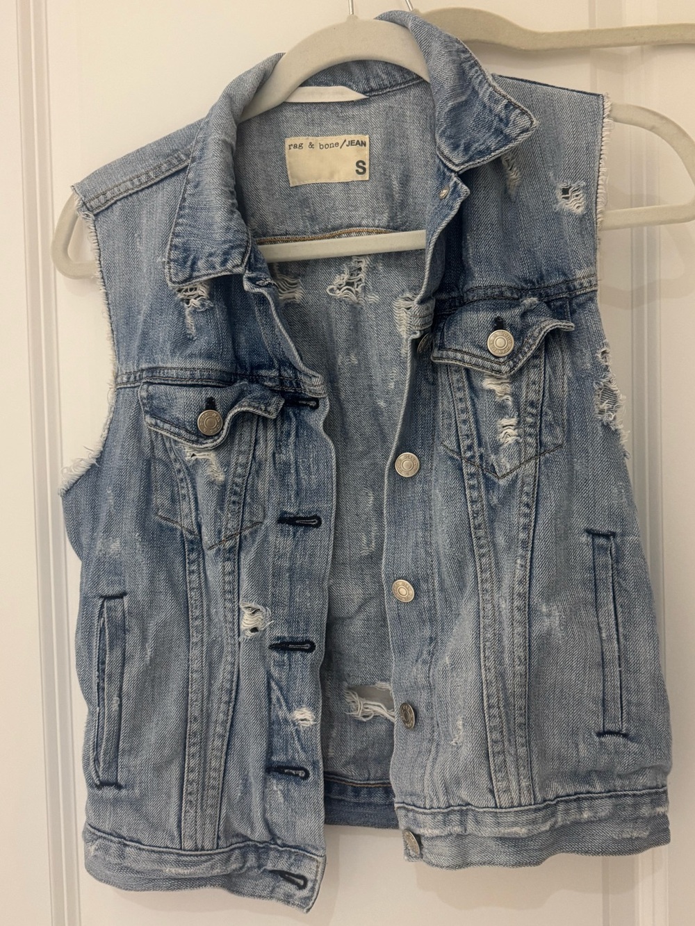Rag & Bone JEAN Distressed Denim Vest Size Small - Picture 8 of 10
